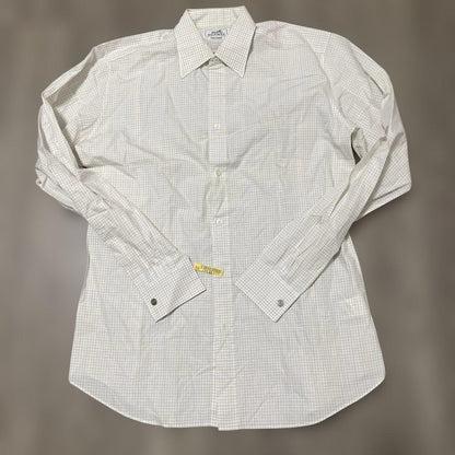 HERMES White Check Long Sleeve Shirt #QYHKWI