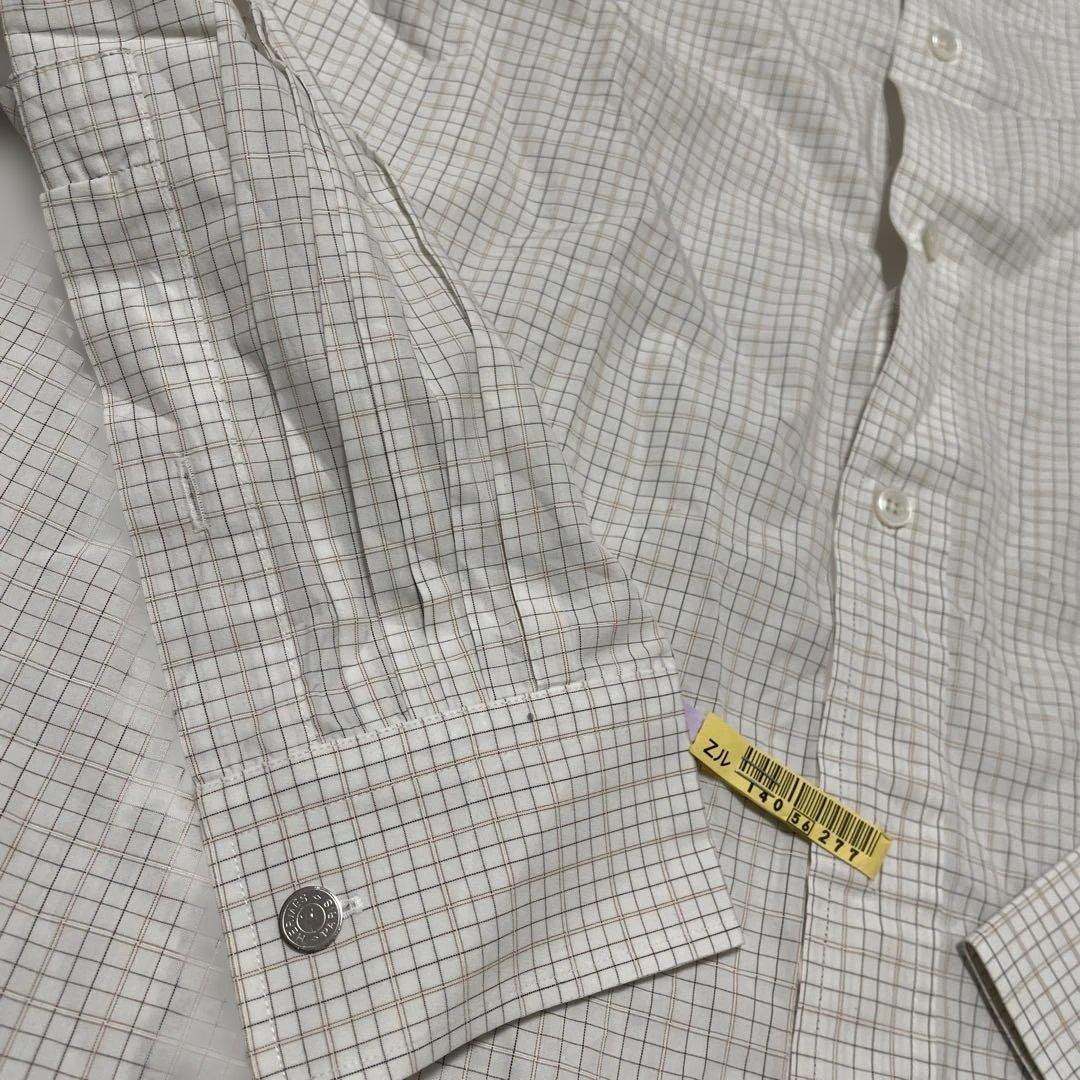 HERMES White Check Long Sleeve Shirt #QYHKWI