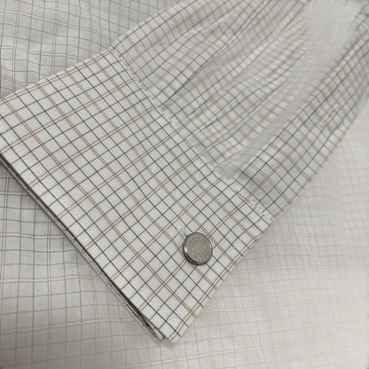 HERMES White Check Long Sleeve Shirt #QYHKWI