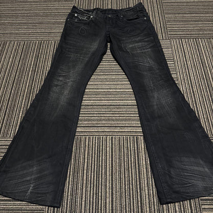 Tornado Mart logo embroidery, logo plate black bell bottom denim #PC4RM4