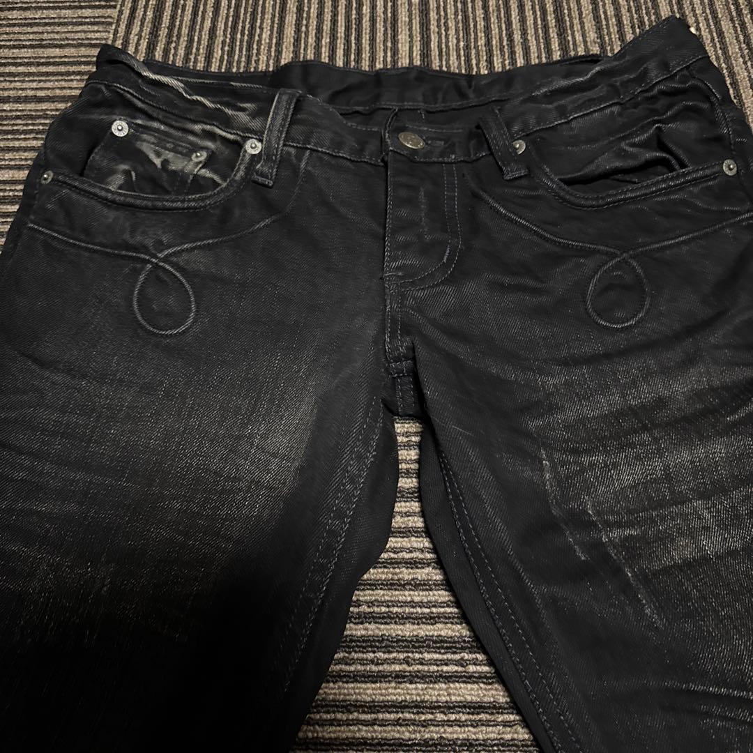 Tornado Mart logo embroidery, logo plate black bell bottom denim #PC4RM4