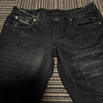 Tornado Mart logo embroidery, logo plate black bell bottom denim #PC4RM4