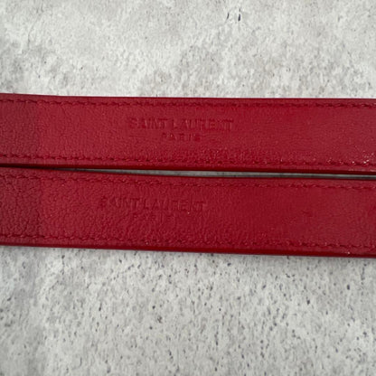 Saint Laurent Quilted Chain Shoulder Bag Red Leather #QYHN32