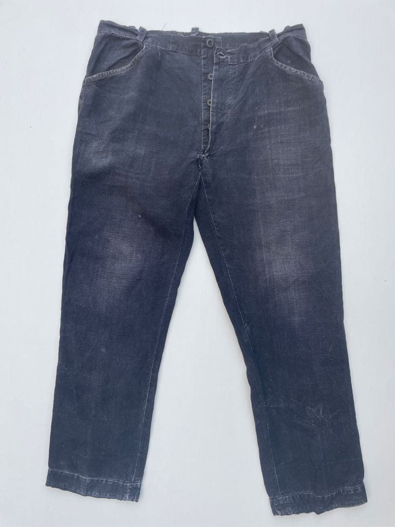 Indigo linen French work pants 1930-40's #PC38V1