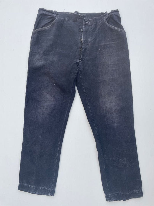 Indigo linen French work pants 1930-40's #PC38V1