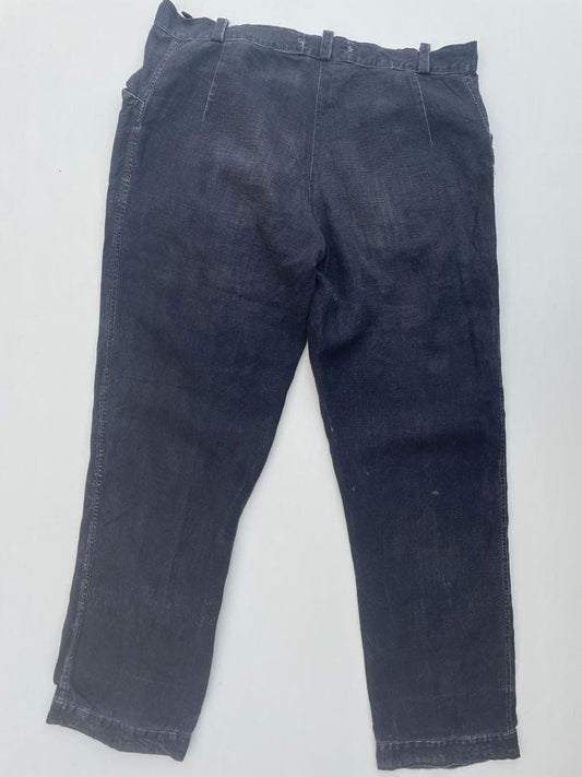 Indigo linen French work pants 1930-40's #PC38V1