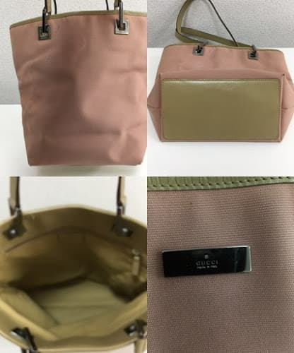 GUCCI Handbag Pink Canvas Beige Leather Shoulder Bag W24 H28 D10cm Dust #QY85K9