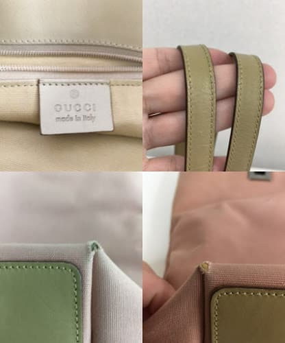 GUCCI Handbag Pink Canvas Beige Leather Shoulder Bag W24 H28 D10cm Dust #QY85K9