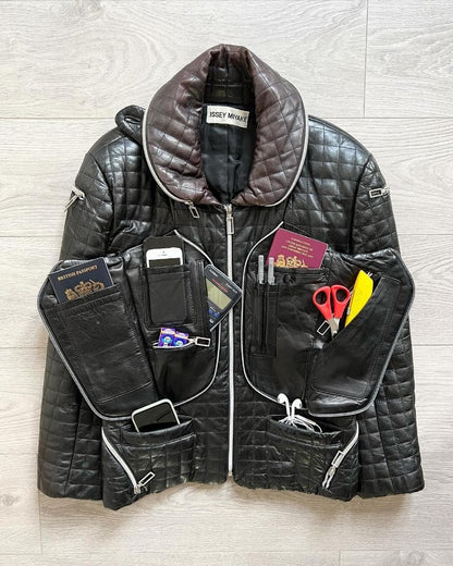 AW91 ISSEY MIYAKE Quilted Leather Jacket #QYAPUJ