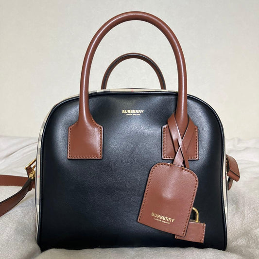 Burberry Leather Vintage Check Cube Bag #QYAJS5