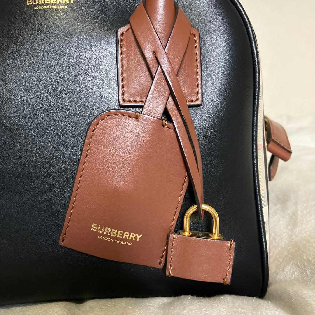 Burberry Leather Vintage Check Cube Bag #QYAJS5