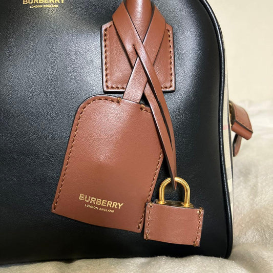 Burberry Leather Vintage Check Cube Bag #QYAJS5