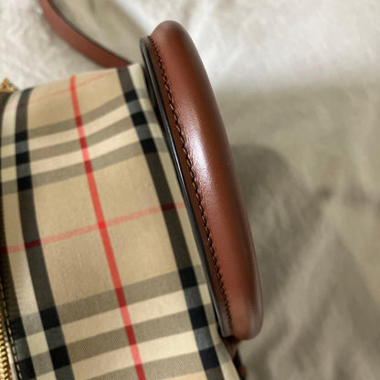 Burberry Leather Vintage Check Cube Bag #QYAJS5