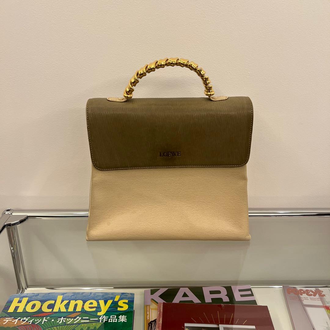 LOEWE handbag, olive green/beige #QYFFMX