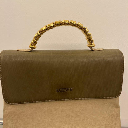 LOEWE handbag, olive green/beige #QYFFMX