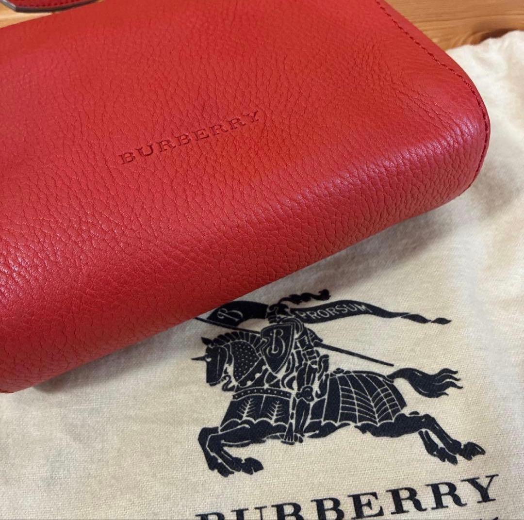 BURBERRY Leather Shoulder Bag Orange Embossed Logo #QY30ZH