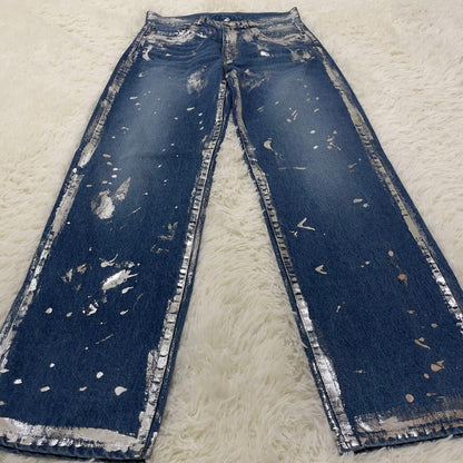 KHOKI 24SS Silver printed pants size 2 #PCI8V4