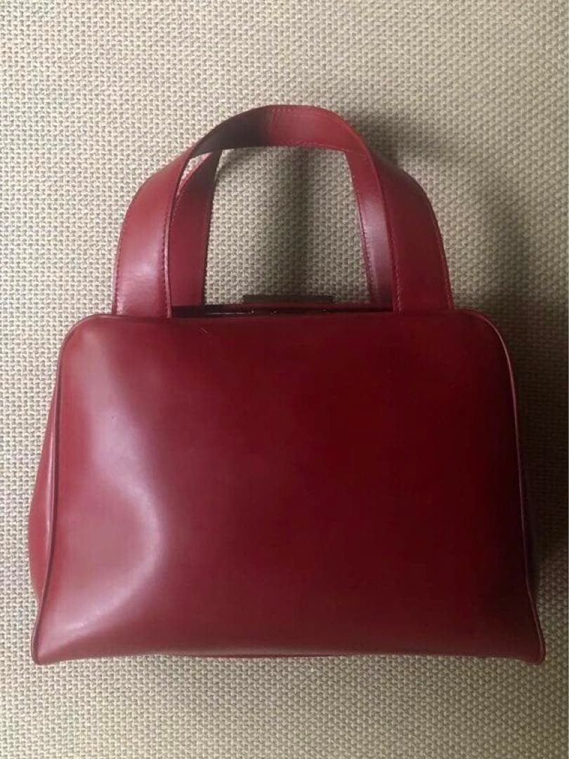 PRADA Archive Burgundy Real Leather Handbag W25cm H18cm Milan Italy Unus #QYABHG