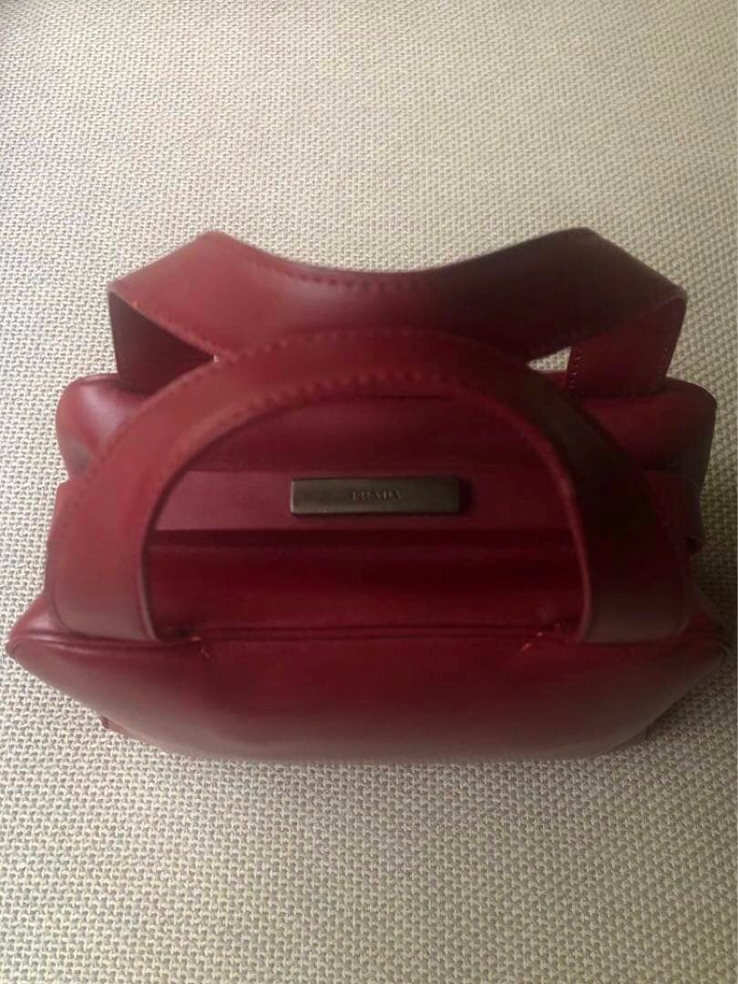 PRADA Archive Burgundy Real Leather Handbag W25cm H18cm Milan Italy Unus #QYABHG