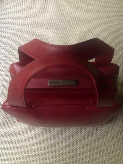 PRADA Archive Burgundy Real Leather Handbag W25cm H18cm Milan Italy Unus #QYABHG