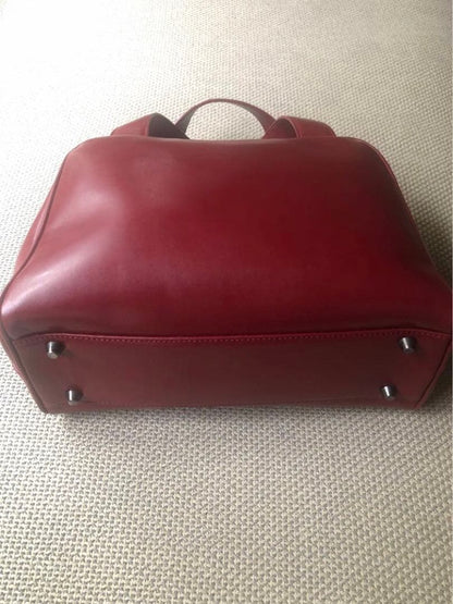 PRADA Archive Burgundy Real Leather Handbag W25cm H18cm Milan Italy Unus #QYABHG