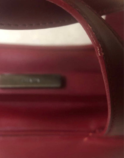 PRADA Archive Burgundy Real Leather Handbag W25cm H18cm Milan Italy Unus #QYABHG