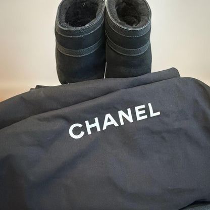 Chanel Leather Suede Boots Size 37 Protective #QY4I3E