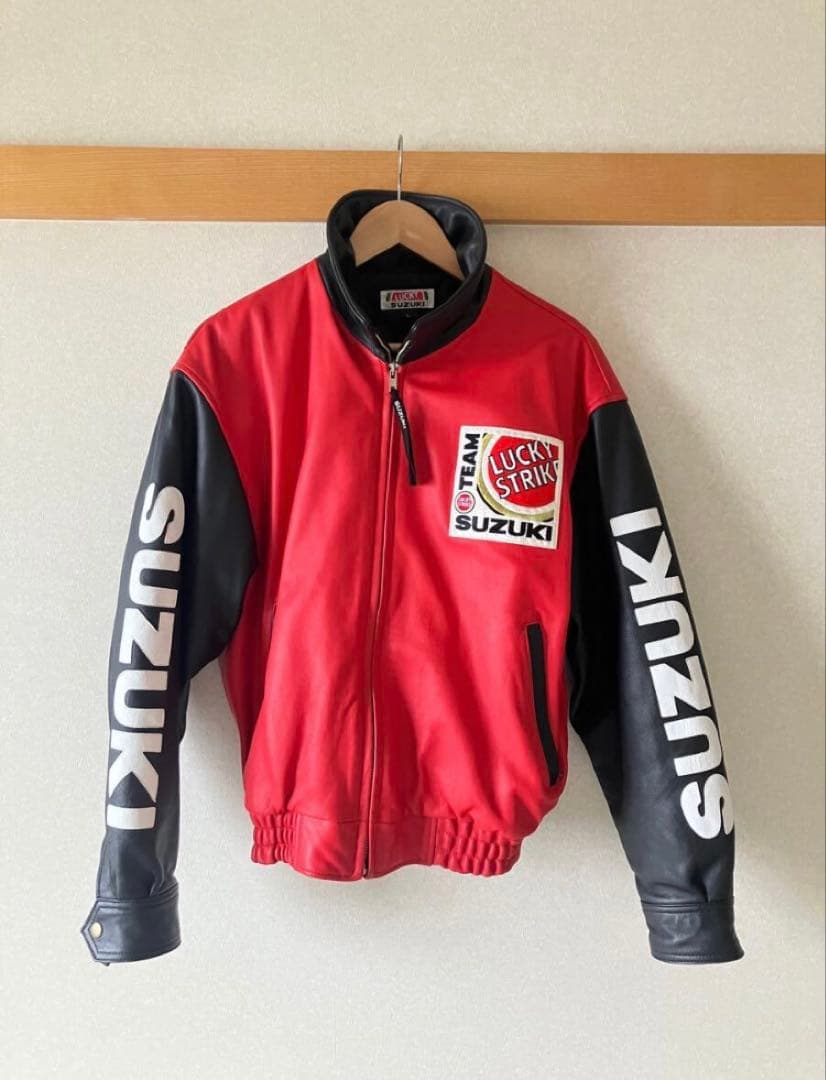 Suzuki Lucky Strike Leather Jacket, Cowhide Leather #QY860D