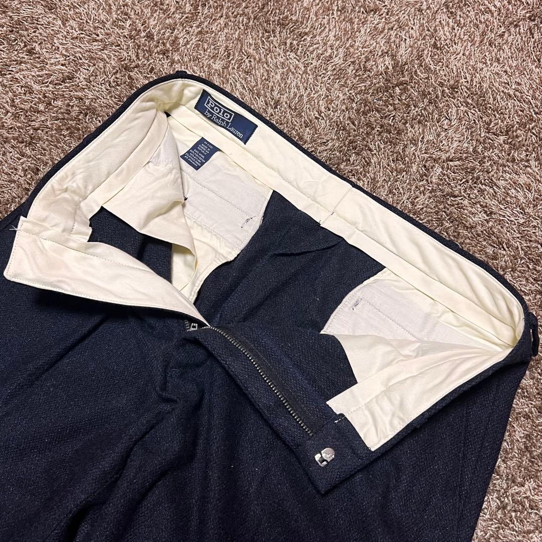 90s Ralph Lauren wool one-pleat slacks, navy, W34, L30 #QY0VJG