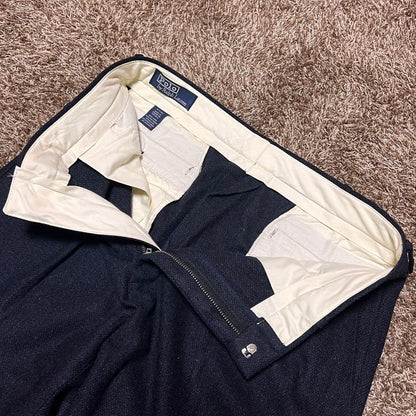 90s Ralph Lauren wool one-pleat slacks, navy, W34, L30 #QY0VJG