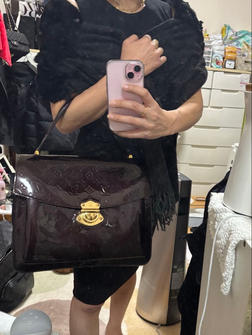LOUIS VUITTON Vernis Violette Limited Handbag Purple Wine 3 Pieces Japan #QY01BM