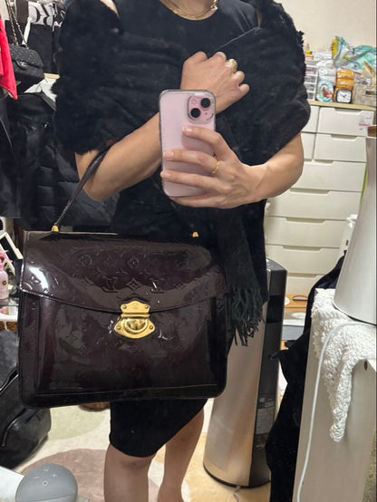 LOUIS VUITTON Vernis Violette Limited Handbag Purple Wine 3 Pieces Japan #QY01BM