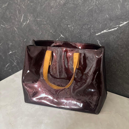 LOUIS VUITTON Monogram Handbag Burgundy Brown Barely Used Vintage From J #QY0935