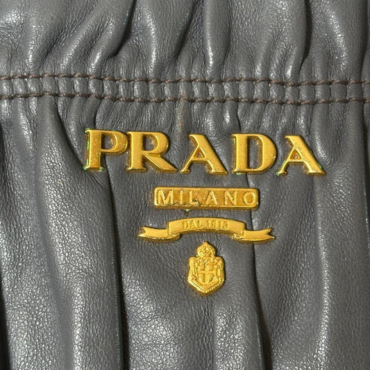 Prada Nappa Gaufre Handbag, Gray, BN1336, Large Capacity, with Guarantee #QYHE84