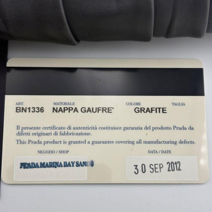 Prada Nappa Gaufre Handbag, Gray, BN1336, Large Capacity, with Guarantee #QYHE84