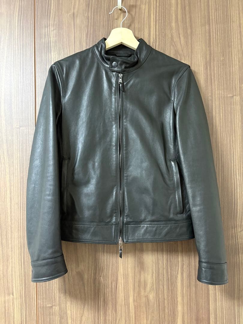 EMMETI YURI Lamb Leather Single Rider Jacket Size 42 Black #QY6FPJ