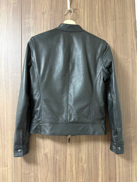 EMMETI YURI Lamb Leather Single Rider Jacket Size 42 Black #QY6FPJ