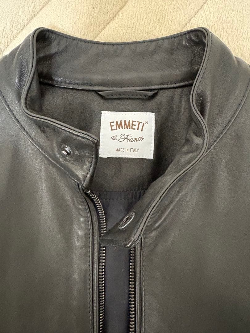 EMMETI YURI Lamb Leather Single Rider Jacket Size 42 Black #QY6FPJ