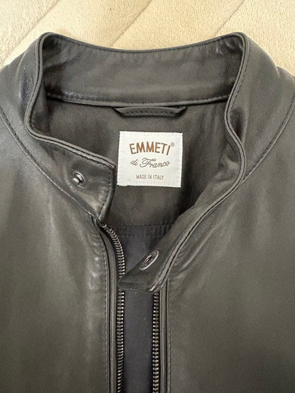 EMMETI YURI Lamb Leather Single Rider Jacket Size 42 Black #QY6FPJ
