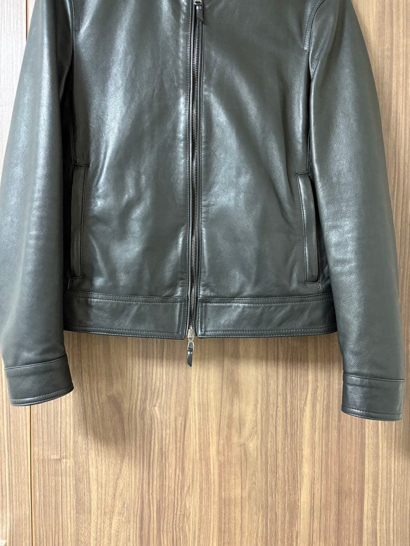 EMMETI YURI Lamb Leather Single Rider Jacket Size 42 Black #QY6FPJ