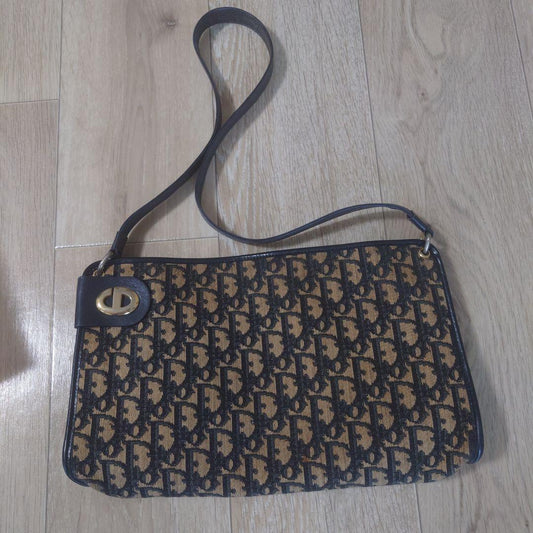 Christian Dior Trotter Oblique Shoulder Bag Canvas Authentic #QY2MWV