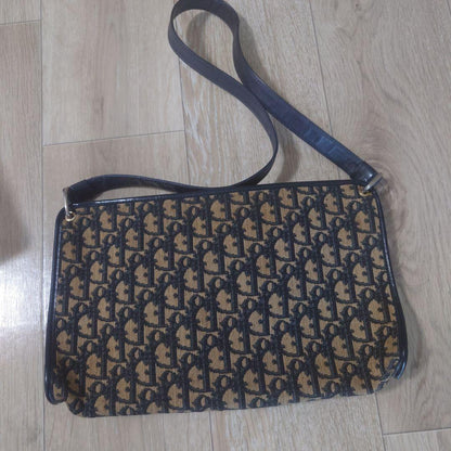 Christian Dior Trotter Oblique Shoulder Bag Canvas Authentic #QY2MWV