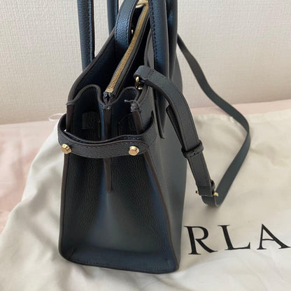 FURLA Leather Handbag Dark Blue Mint #QY454L