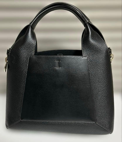 FURLA GILDA M 2-Way Handbag Black Leather Strap #QYDBY0