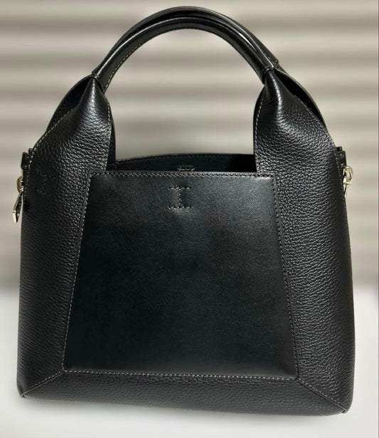 FURLA GILDA M 2-Way Handbag Black Leather Strap #QYDBY0
