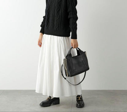 FURLA GILDA M 2-Way Handbag Black Leather Strap #QYDBY0