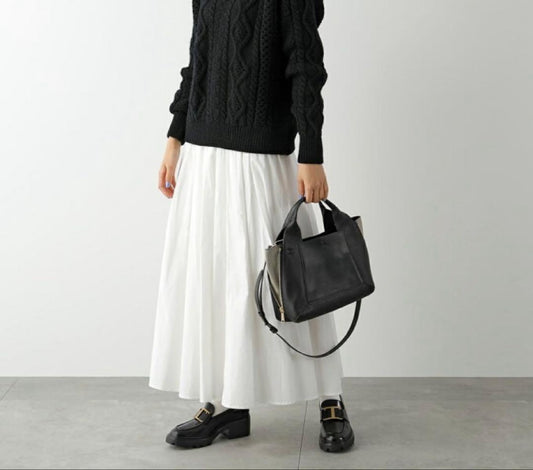 FURLA GILDA M 2-Way Handbag Black Leather Strap #QYDBY0
