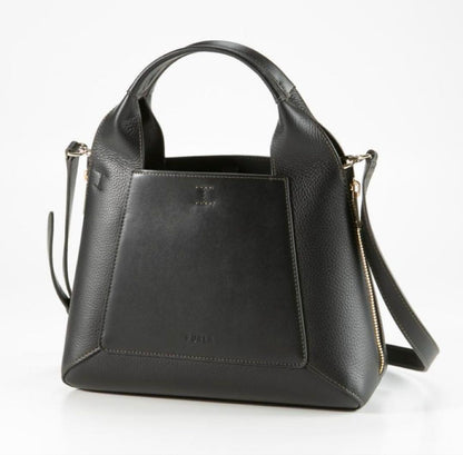 FURLA GILDA M 2-Way Handbag Black Leather Strap #QYDBY0