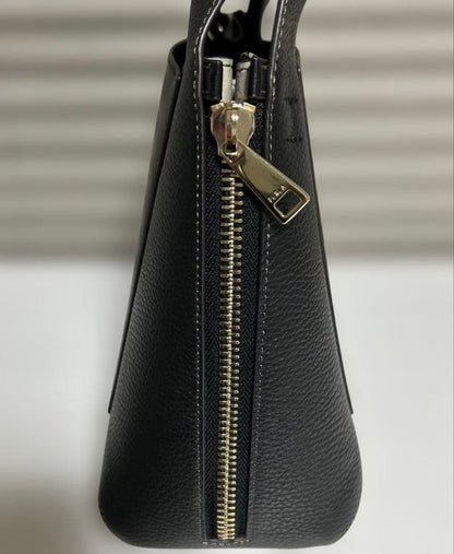 FURLA GILDA M 2-Way Handbag Black Leather Strap #QYDBY0