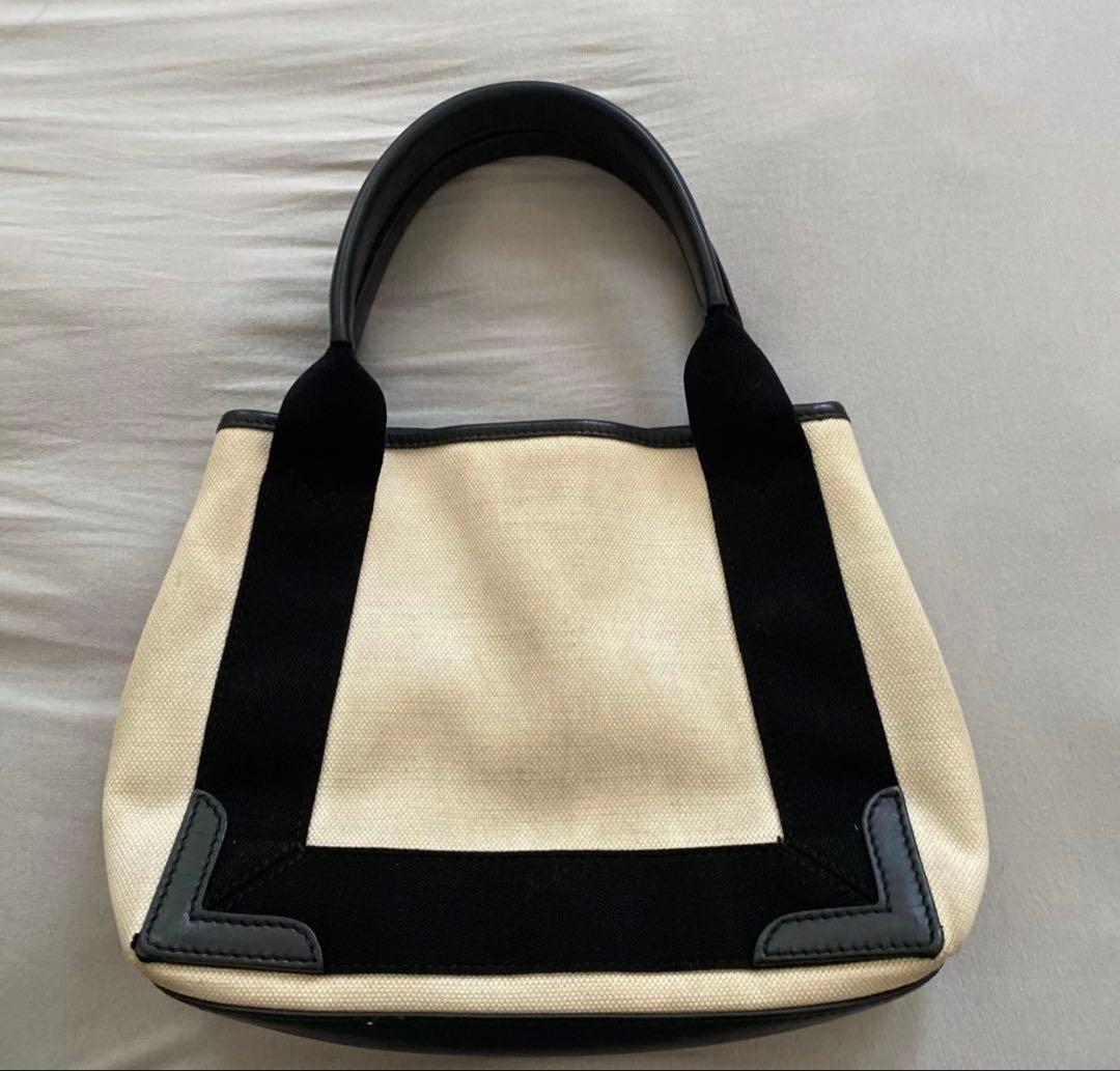 BALENCIAGA Tote Bag Canvas Leather Beige Black #QY1ACT